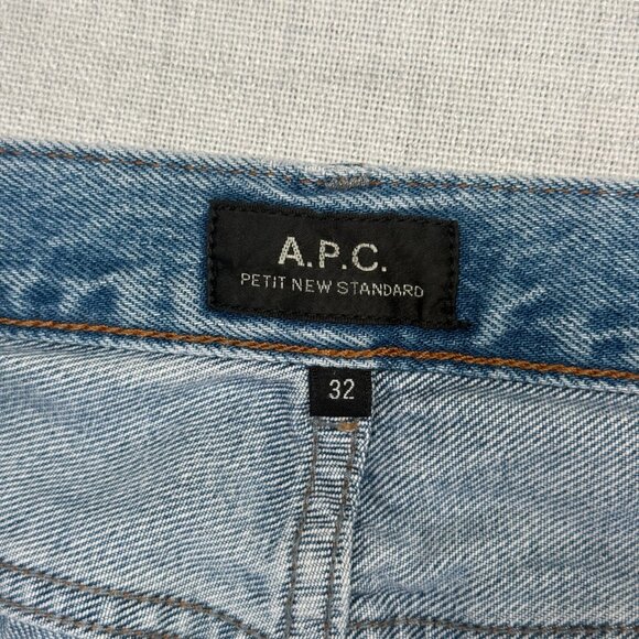 A.P.C. Petit New Standard Jeans Blue Light Wash Cotton Denim Button Fly Size 32 - Picture 10 of 11